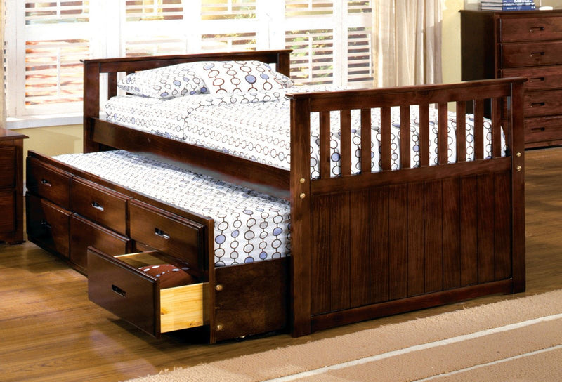 Montana - Captain Twin Bed With Trundle & 3 Drawers - Cherry