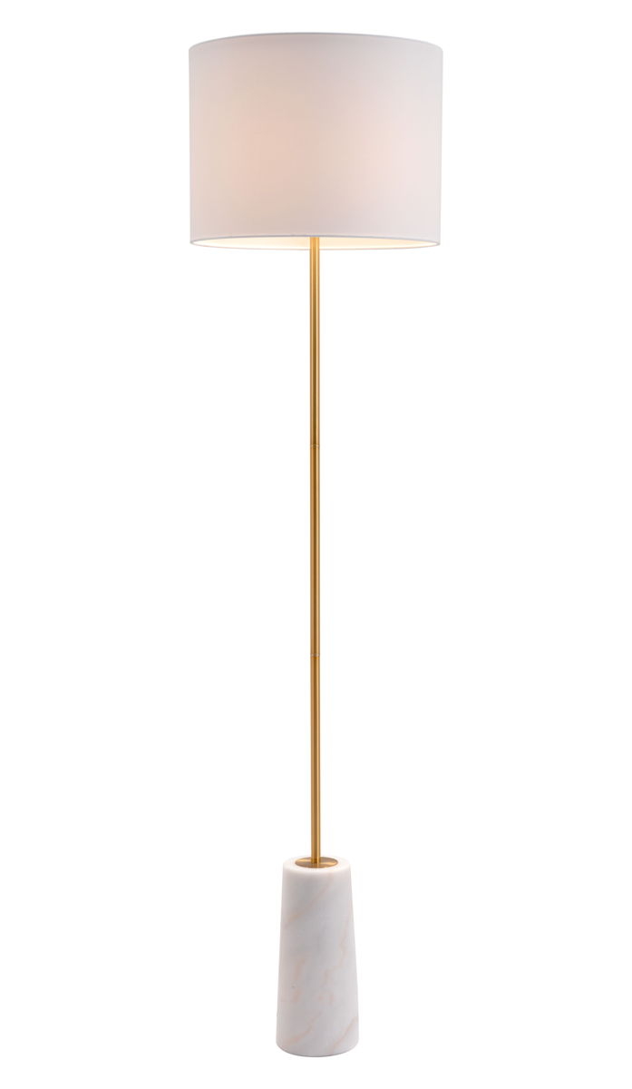 Titan - Floor Lamp - White & Brass