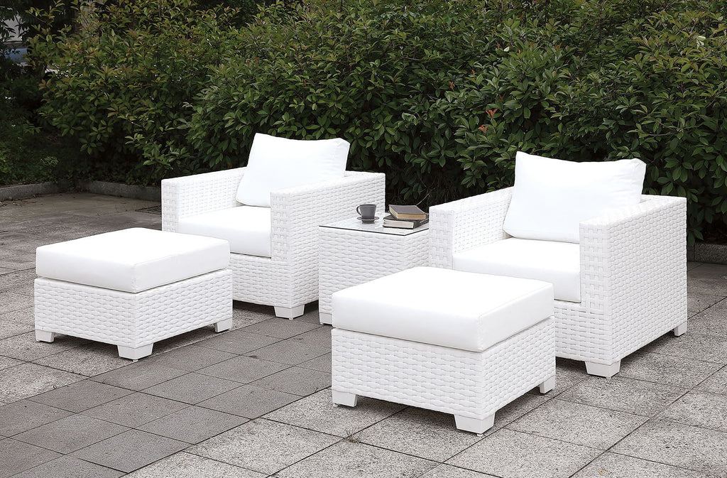 Somani - 2 Chairs & 2 Ottomans & End Table - White
