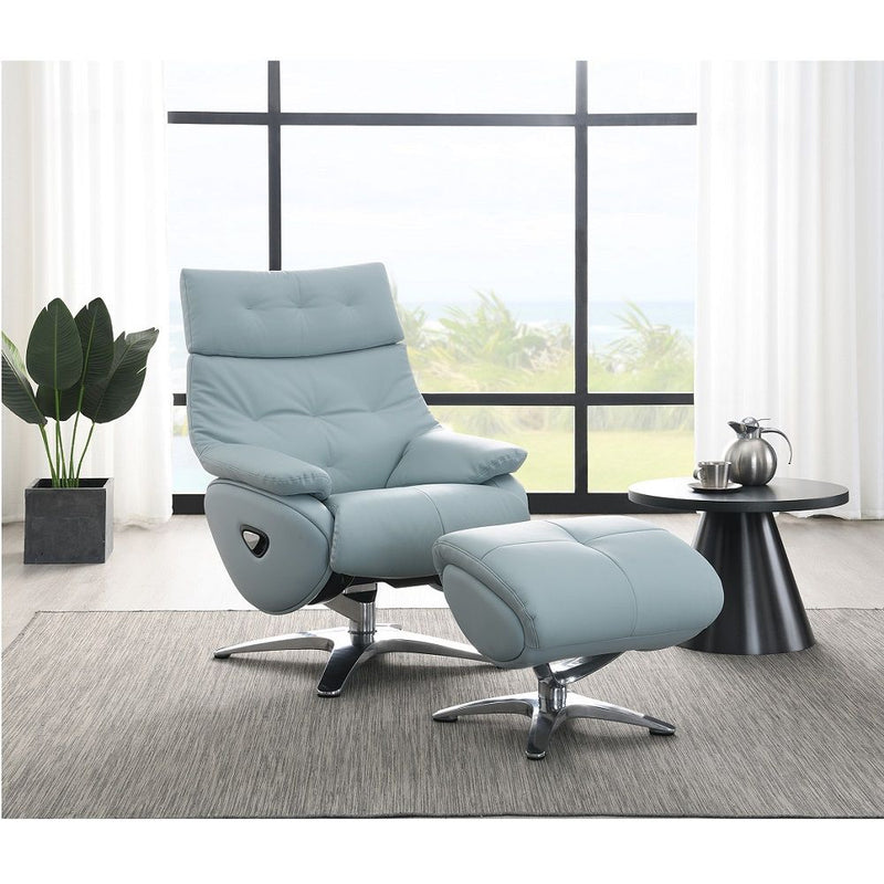 Janella - Motion Accent Chair With Swivel & Ottoman - Babyblue