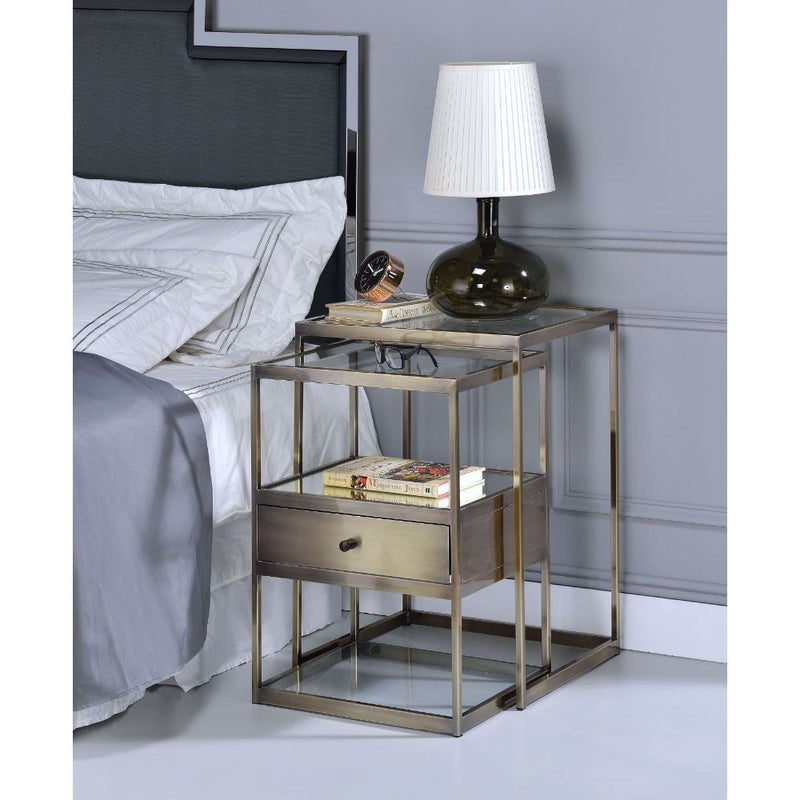 Enca - Coffee Table - Antique Brass & Clear Glass