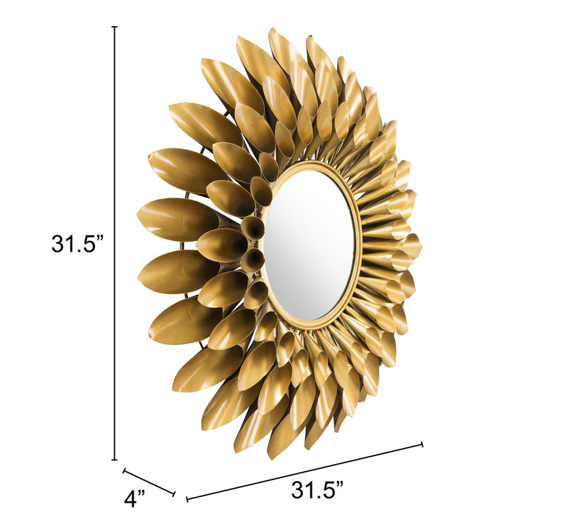 Sunflower - Round Mirror - Gold