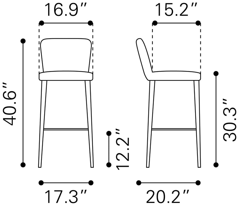 Manchester - Bar Chair (Set of 2) - Gray