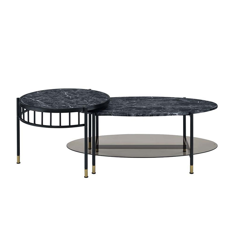 Silas - Coffee Table - Faux Marble Top & Black Finish