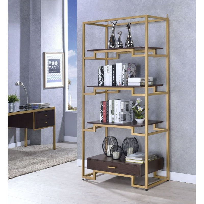 Yumia - Bookshelf - Gold & Clear Glass