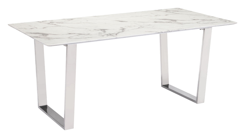 Atlas - Dining Table - White & Silver