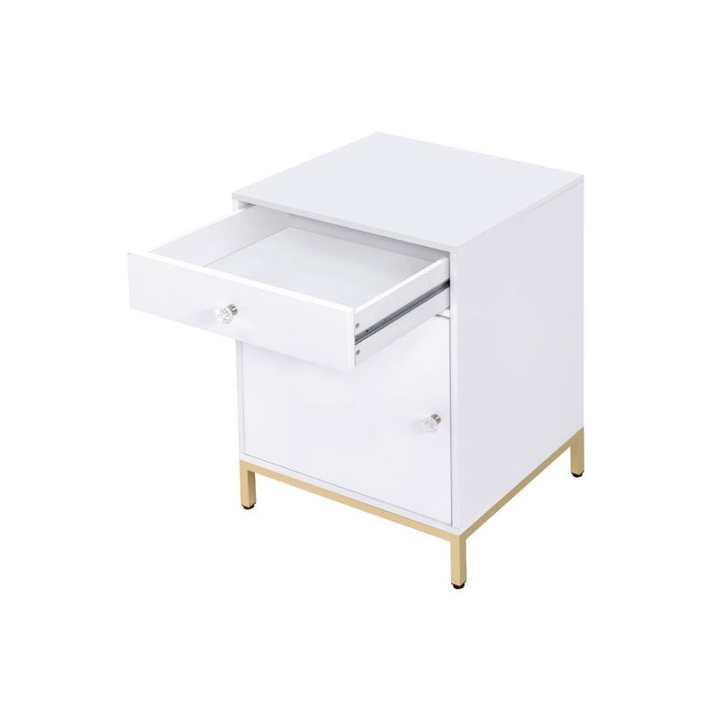 Ottey - Cabinet - White High Gloss & Gold