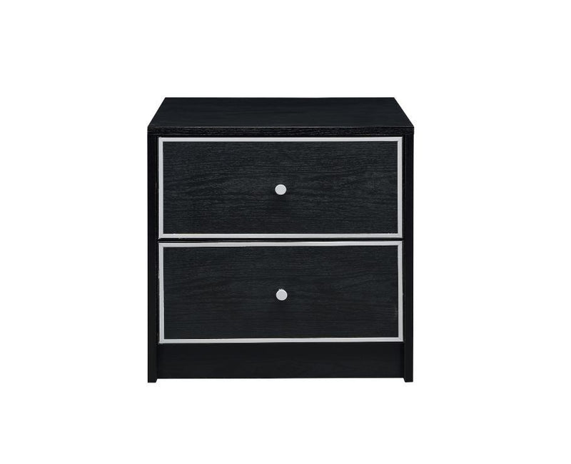 Jabir - Accent Table - Black With Silver Trim