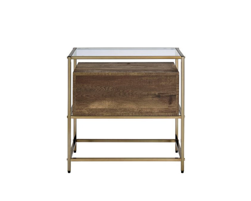 Knave - Accent Table - Walnut & Champagne Finish