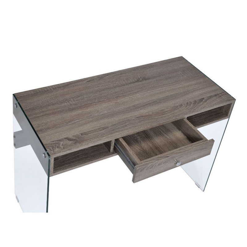 Armon - Desk - Gray Oak & Clear Glass