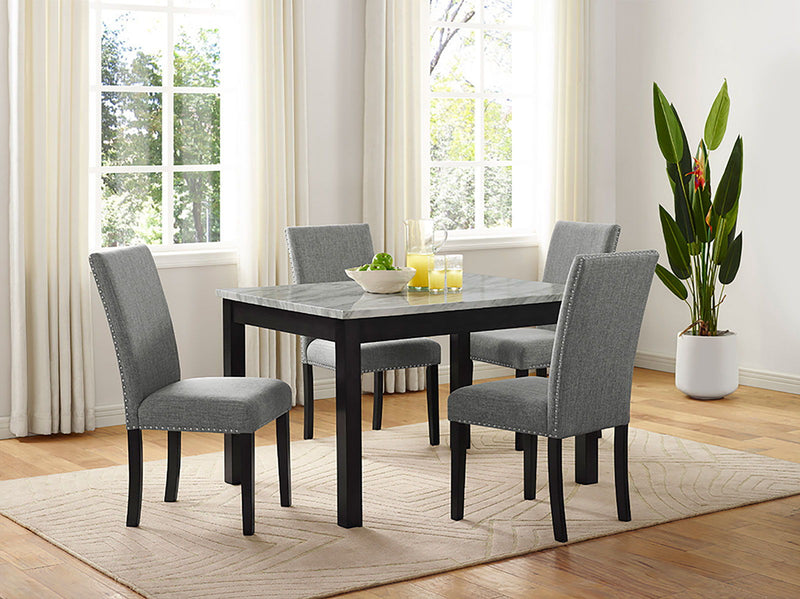 Rostock - 5 Piece Dining Set - White / Brushed Brown Gray / Light Gray