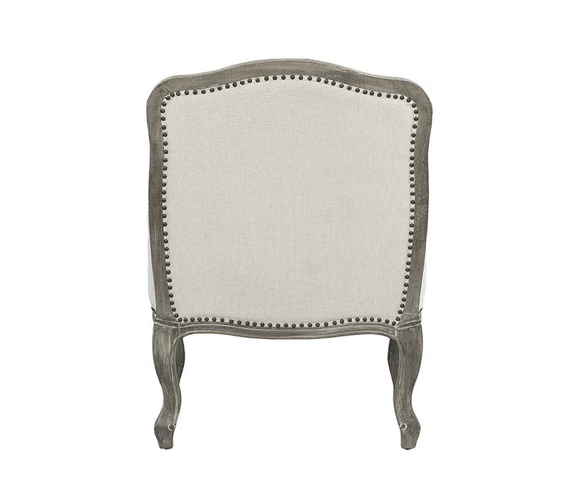 Tania - Chair - Cream Linen & Brown Finish
