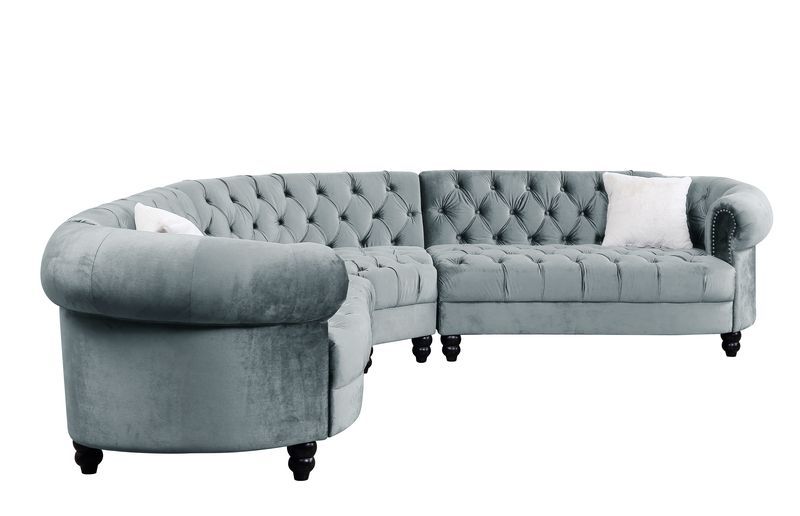 Qulan - Sectional Sofa - Light Blue Velvet