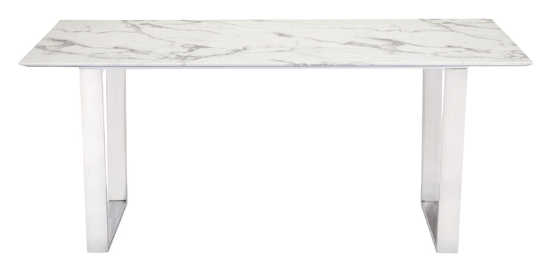 Atlas - Dining Table - White & Silver
