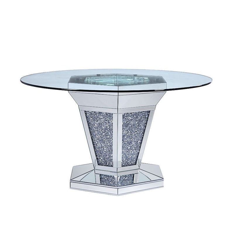 Noralie - Dining Table - Mirrored, Faux Diamonds & Clear Glass