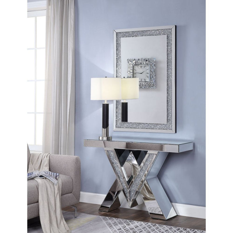 Noralie - Accent Table - Mirrored & Faux Diamonds - 31"