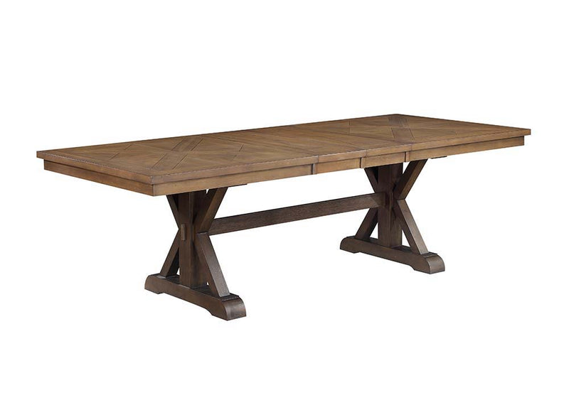 Pascaline - Dining Table - Gray Fabric, Rustic Brown & Oak Finish