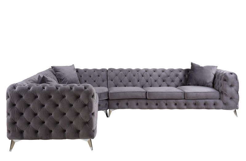 Wugtyx - Sectional Sofa - Dark Grayvelvet - 29"