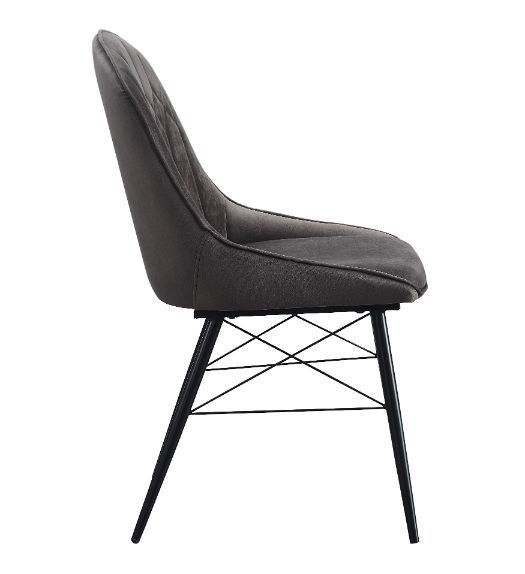 Abraham - Side Chair (Set of 2) - Gray Fabric & Black Finish