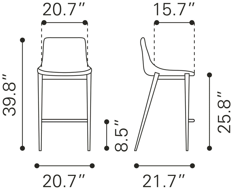 Magnus - Counter Chair (Set of 2) - Dark Gray & Black