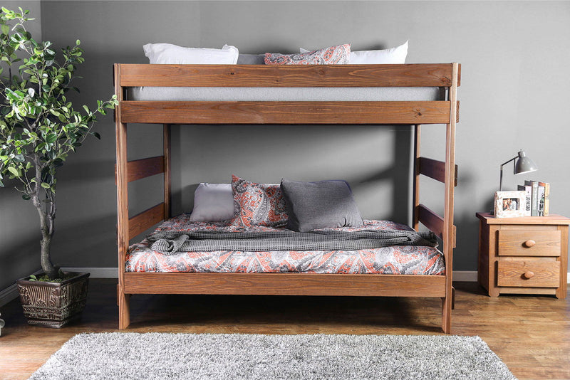 Arlette - Bunk Full Bed With 2 Slat Kits - Mahogany