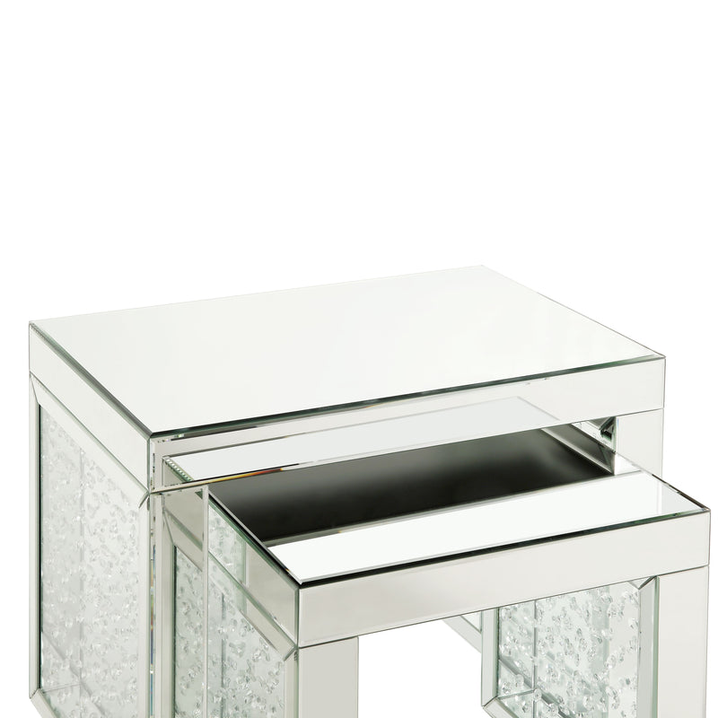 Nysa - Accent Table - Mirrored & Faux Crystals Inlay - 16"