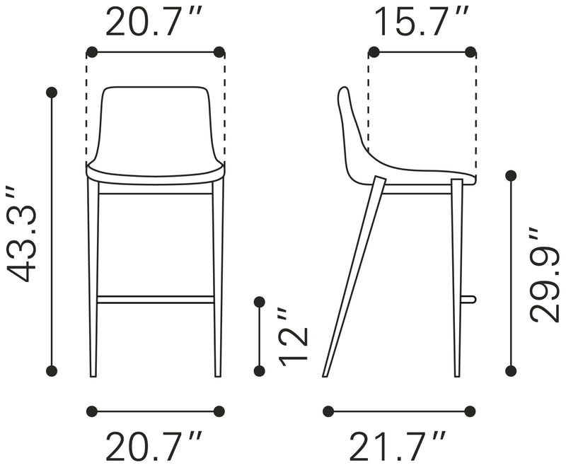 Magnus - Bar Chair (Set of 2) - Dark Gray & Black