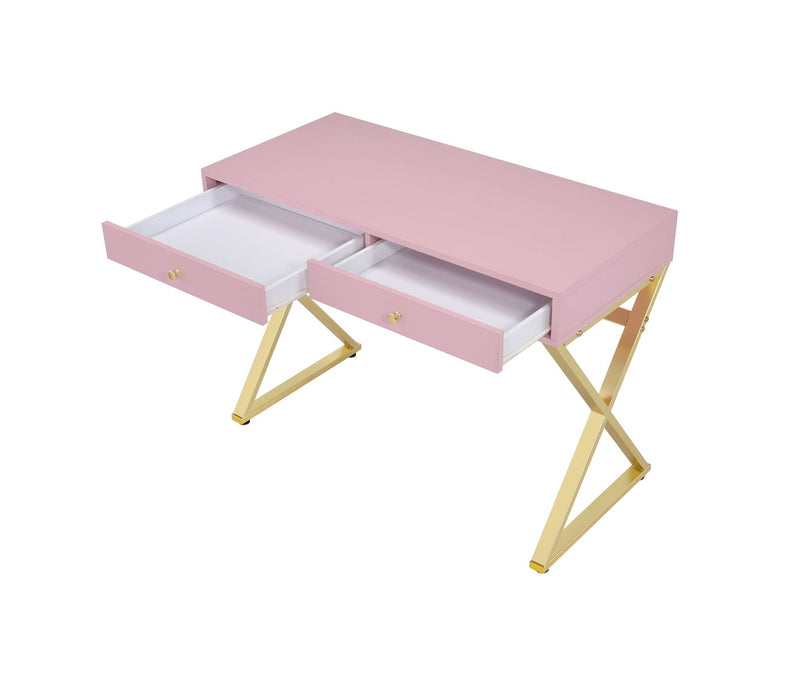 Coleen - Vanity Desk - Pink & Gold Finish - 31"