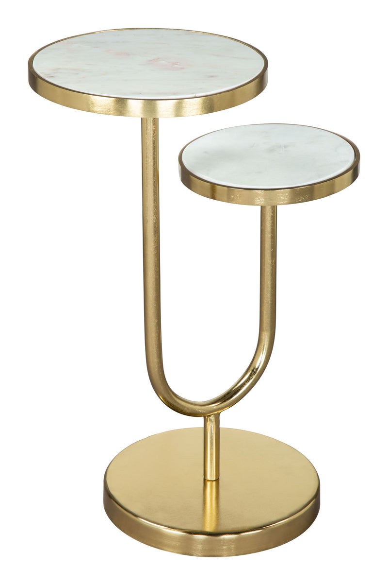 Marc - Side Table - White & Gold