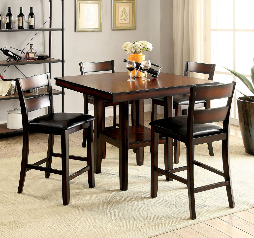 Norah - 5 Piece Counter Height Table Set - Antique Brown Cherry