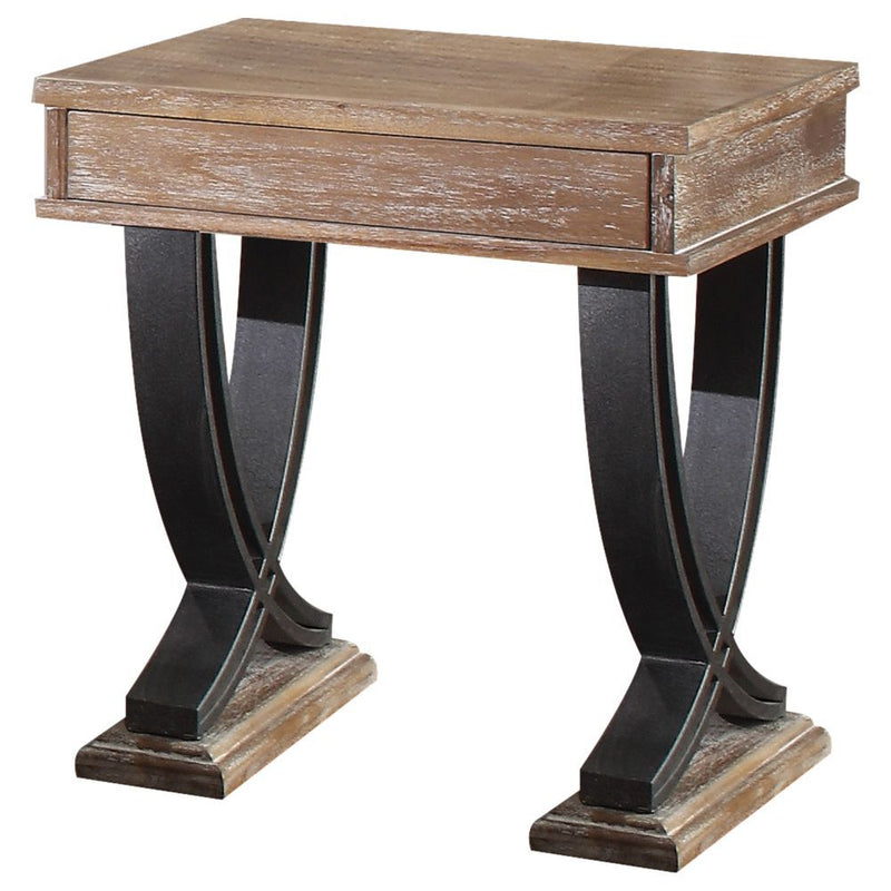 Pellio - End Table - Antique Oak & Black