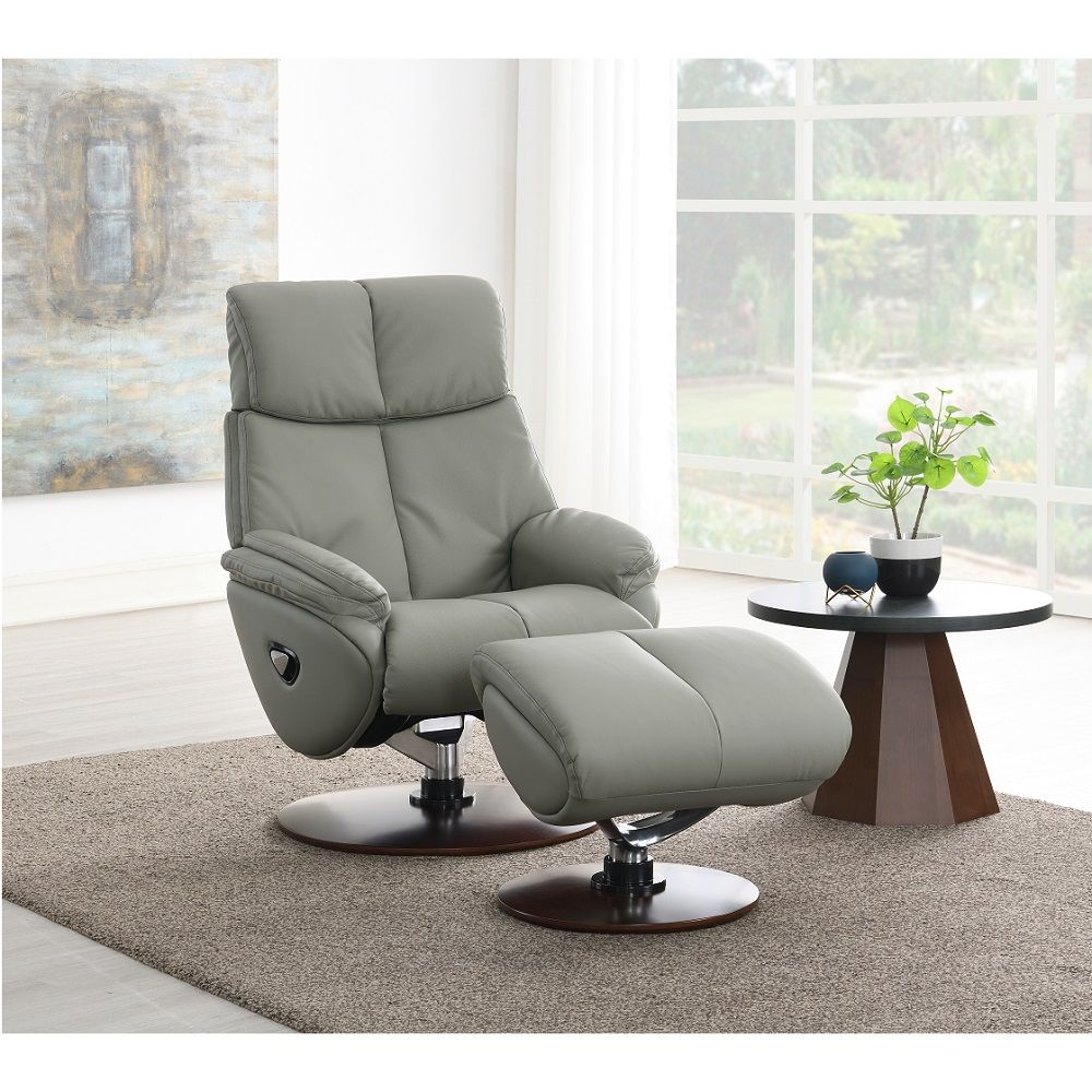 Kandoro - Motion Accent Chair With Swivel & Ottoman - Gray And Brown