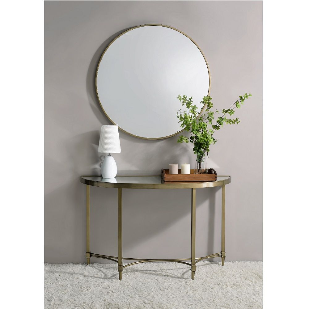 Aditya - Console Table With Mirror - Antique Brass
