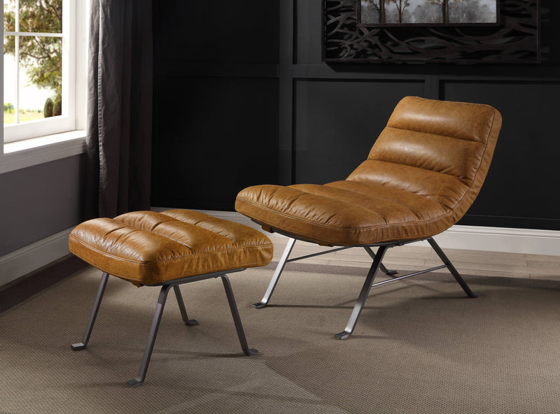 Bison - Ottoman - Toffee Top Grain Leather