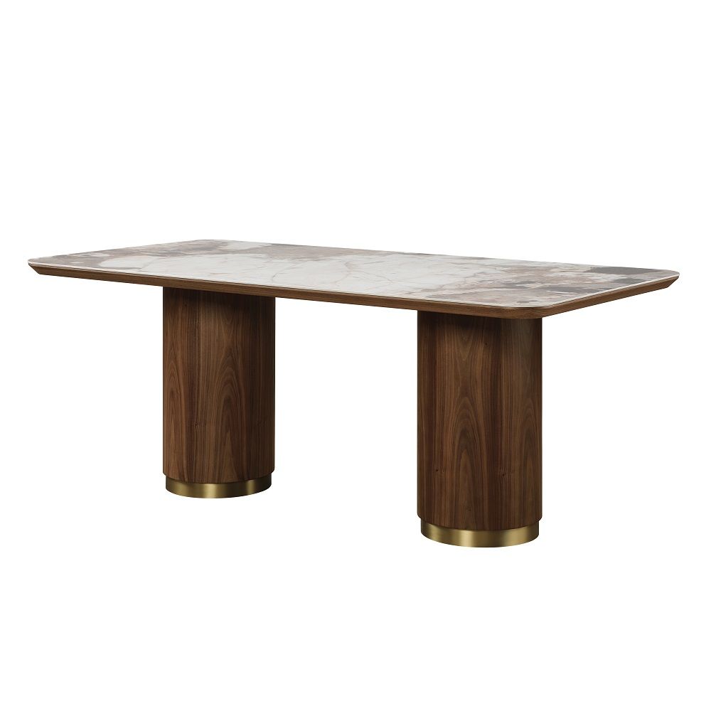 Willene - Dining Table With Ceramic Top - Walnut