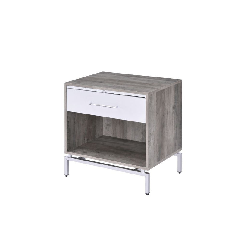 Cistus - Accent Table - Weathered Gray Oak & White