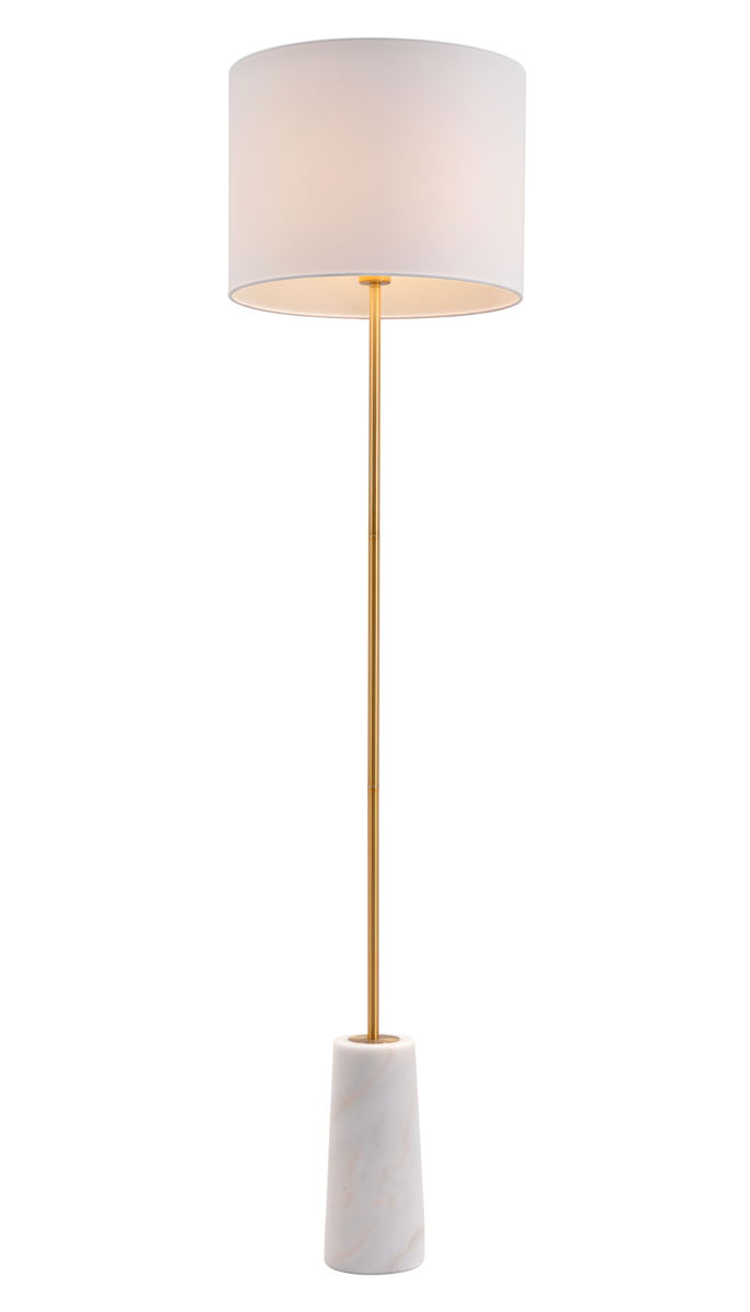 Titan - Floor Lamp - White & Brass
