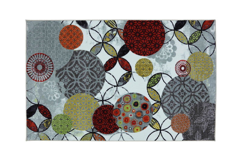 Greenville - 8' x 10' Area Rug - Gray & Red Fabric