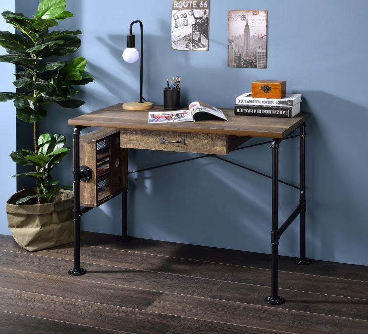 Endang - Writing Desk - Weathered Oak & Black Finish
