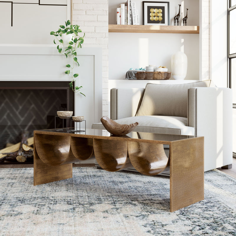Reed - Coffee Table - Brass & Black