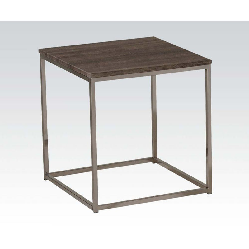 Cecil - End Table - Walnut & Brushed Nickel