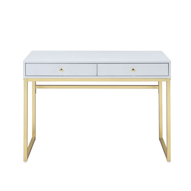 Coleen - Desk - White & Brass