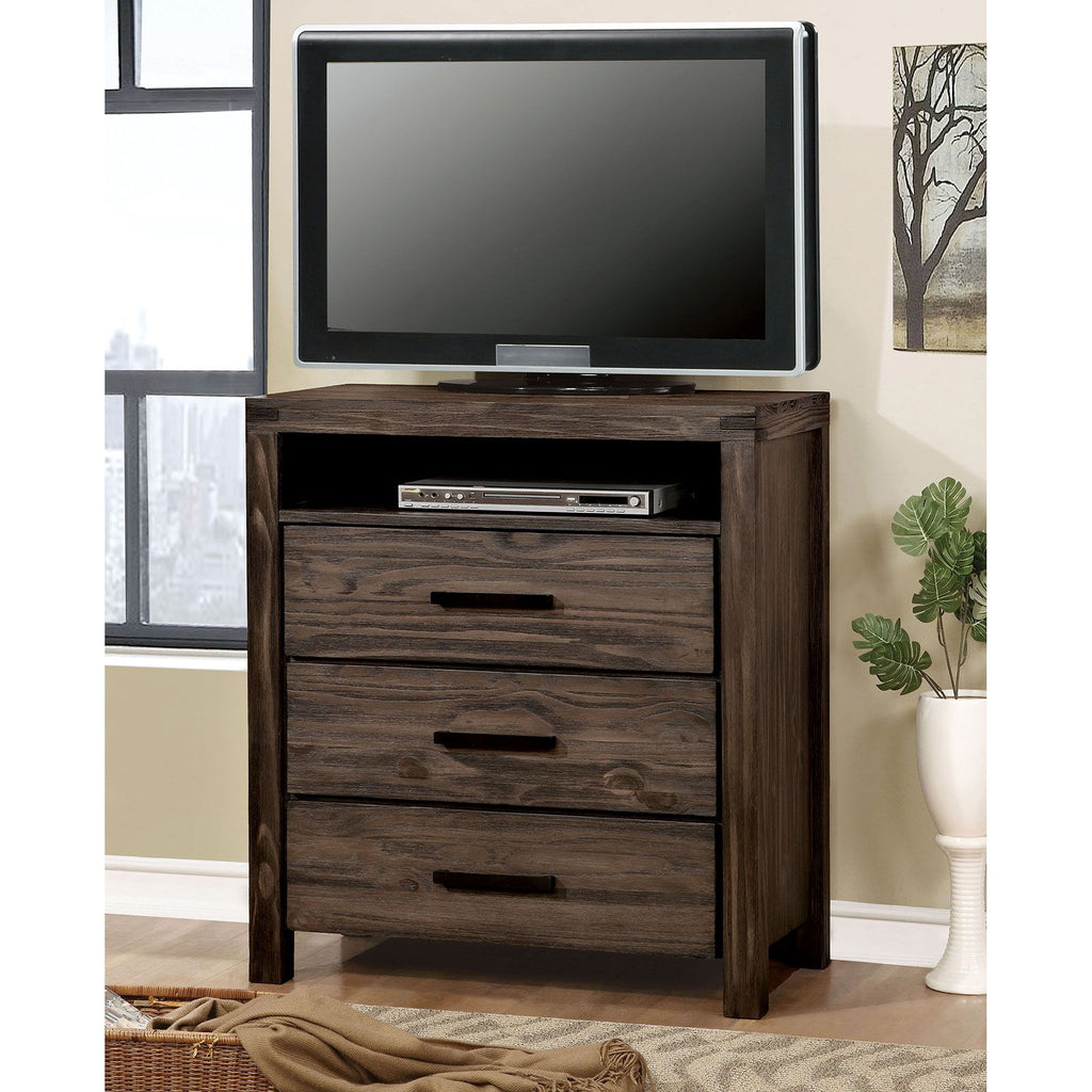 Rexburg - Media Chest - Wire-Brushed Rustic Brown