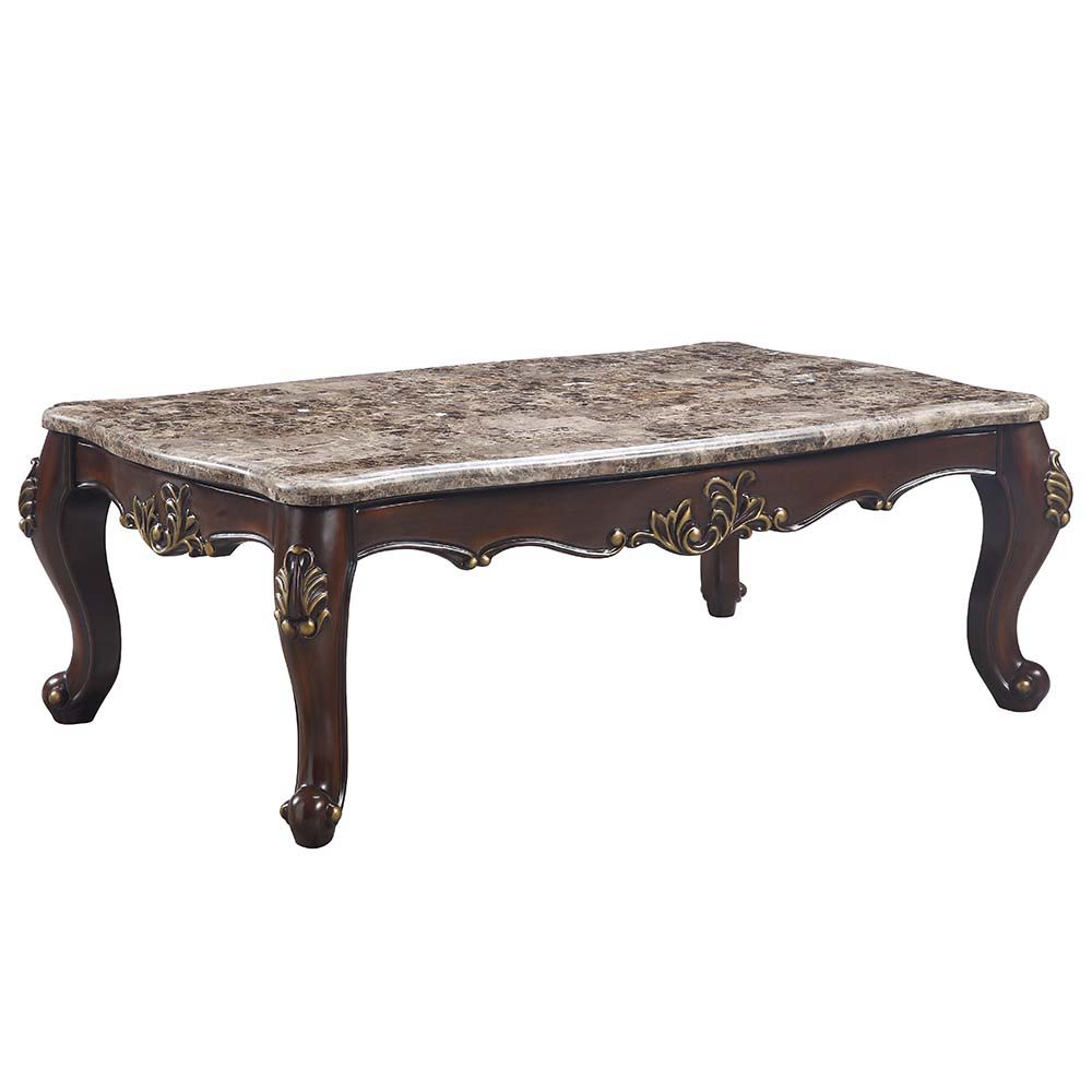 Ragnar - Coffee Table - Marble Top & Cherry Finish