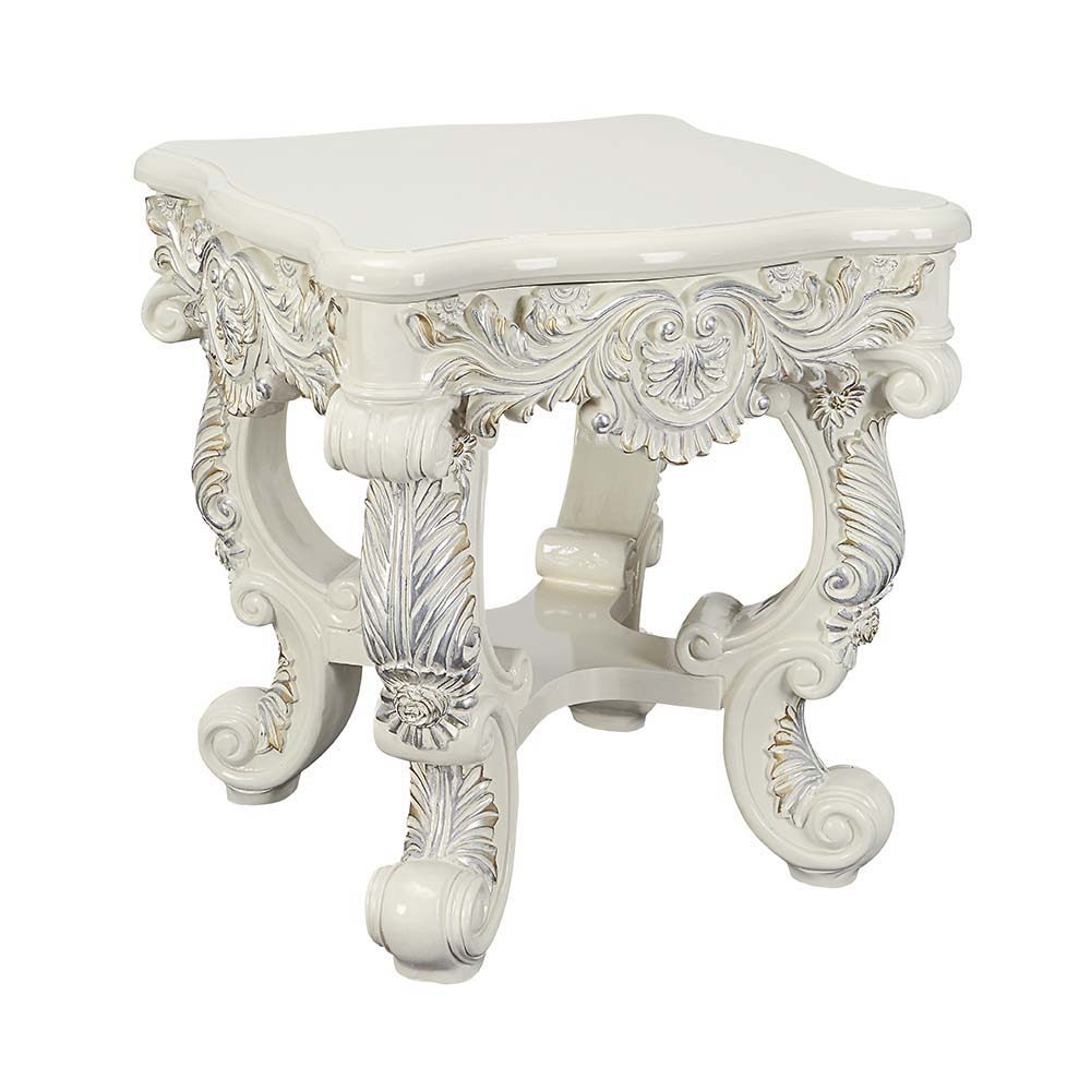 Adara - End Table - Antique White Finish