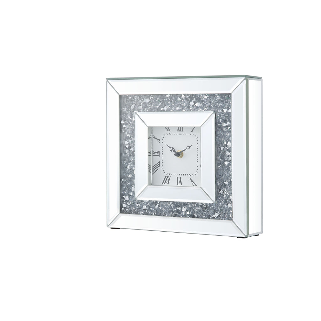 Noralie - Accent Clock - Mirrored & Faux Diamonds