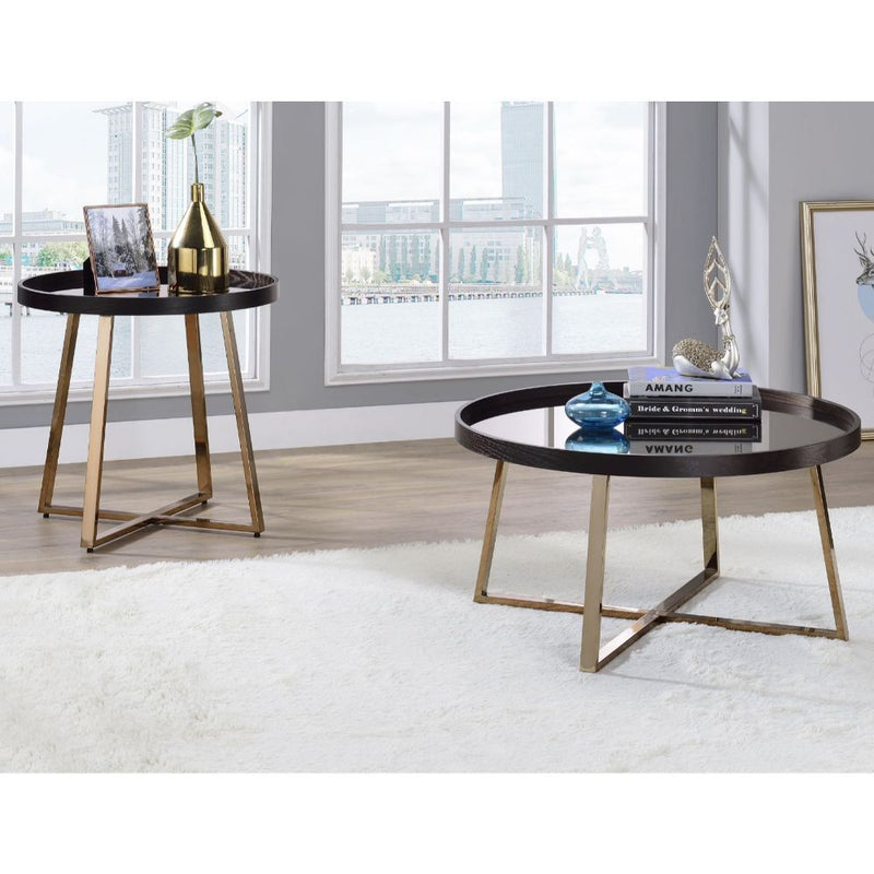 Hepton - Coffee Table - Mirrored, Walnut & Champagne