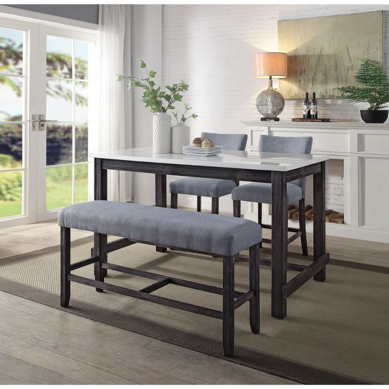 Yelena - Counter Height Table - Marble & Weathered Espresso