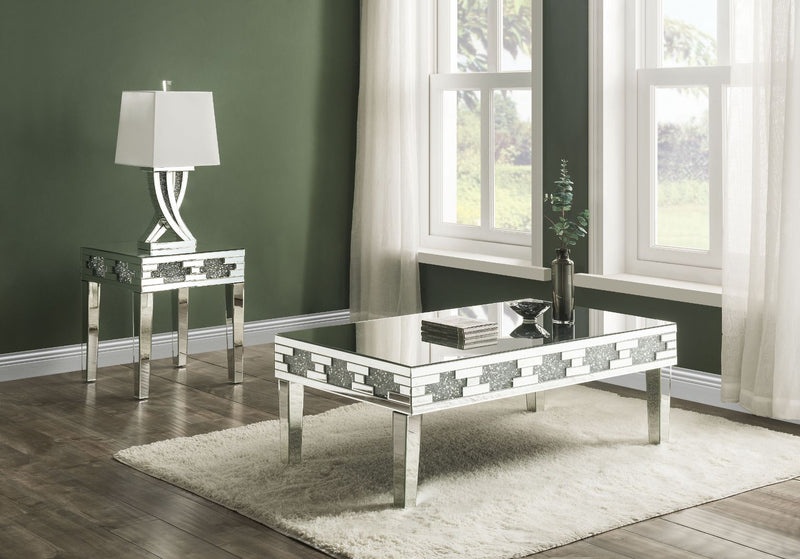 Noralie - End Table - Mirrored & Faux Stones