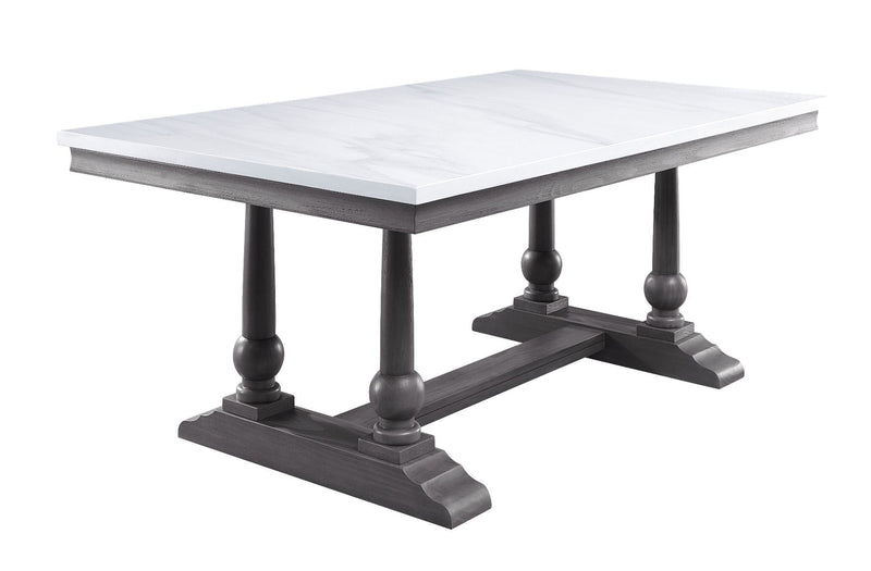 Yabeina - Dining Table - Marble Top & Gray Oak Finish